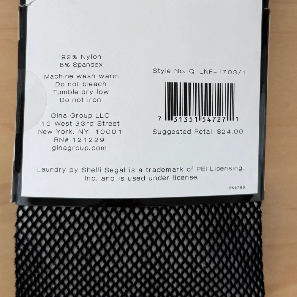 Laundry - by Shelli Segal - Black - Open Work - Fishnet Tights Size: Large NWT